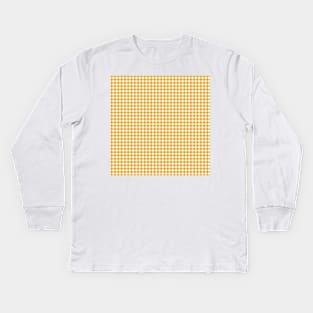 Mustard Yellow Gingham Pattern - Christmas Vichy Kids Long Sleeve T-Shirt